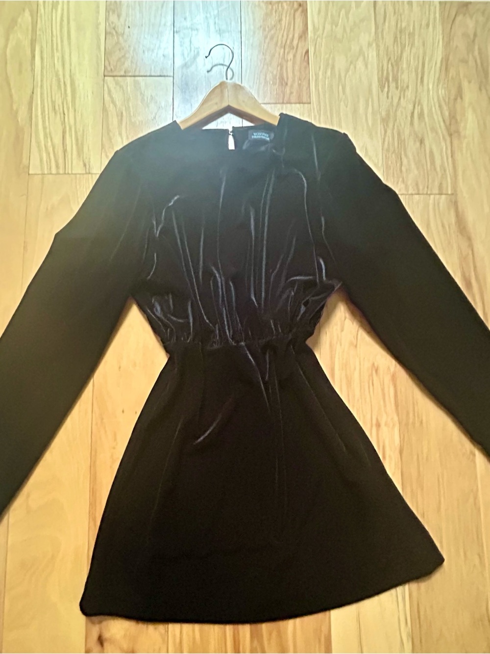 Black Velvet Long-Sleeve Women's Dress
